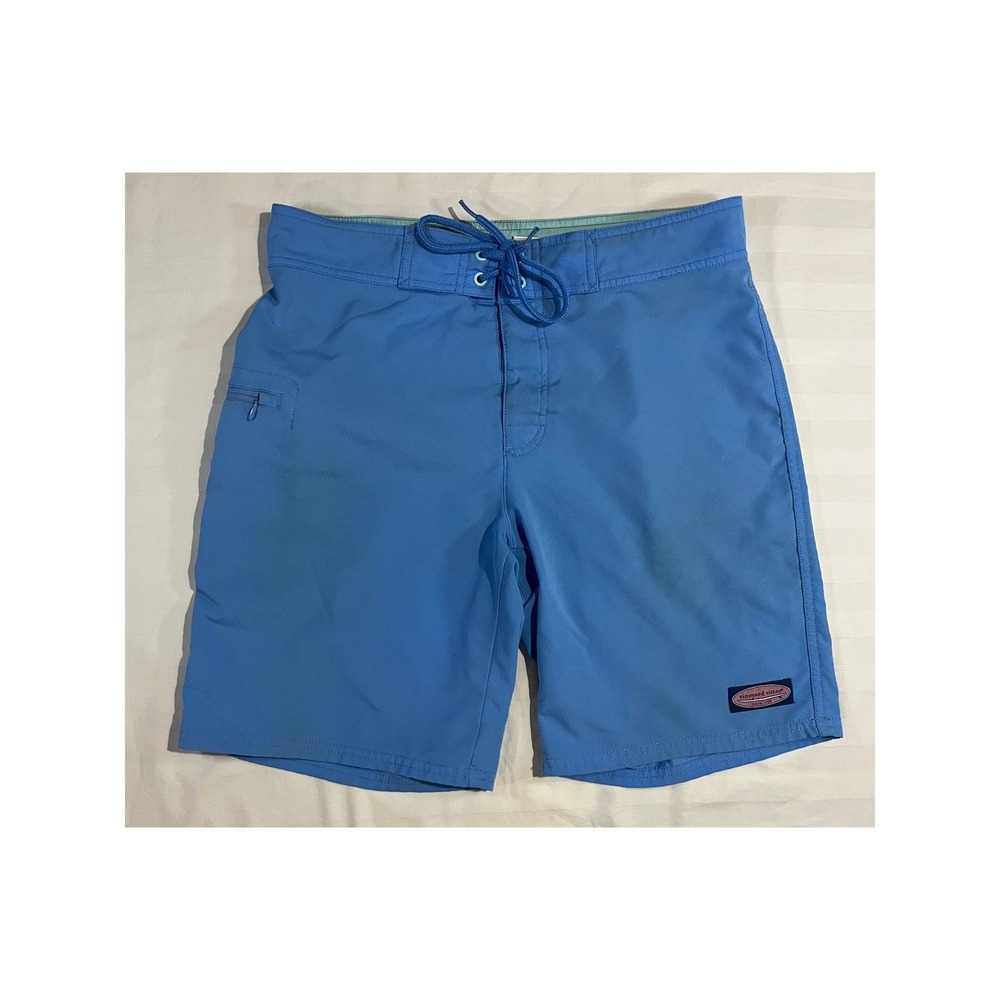 Vineyard Vines Mens Blue Board Shorts Swim Trunks Size 30 Lace Up Fly Pocket
